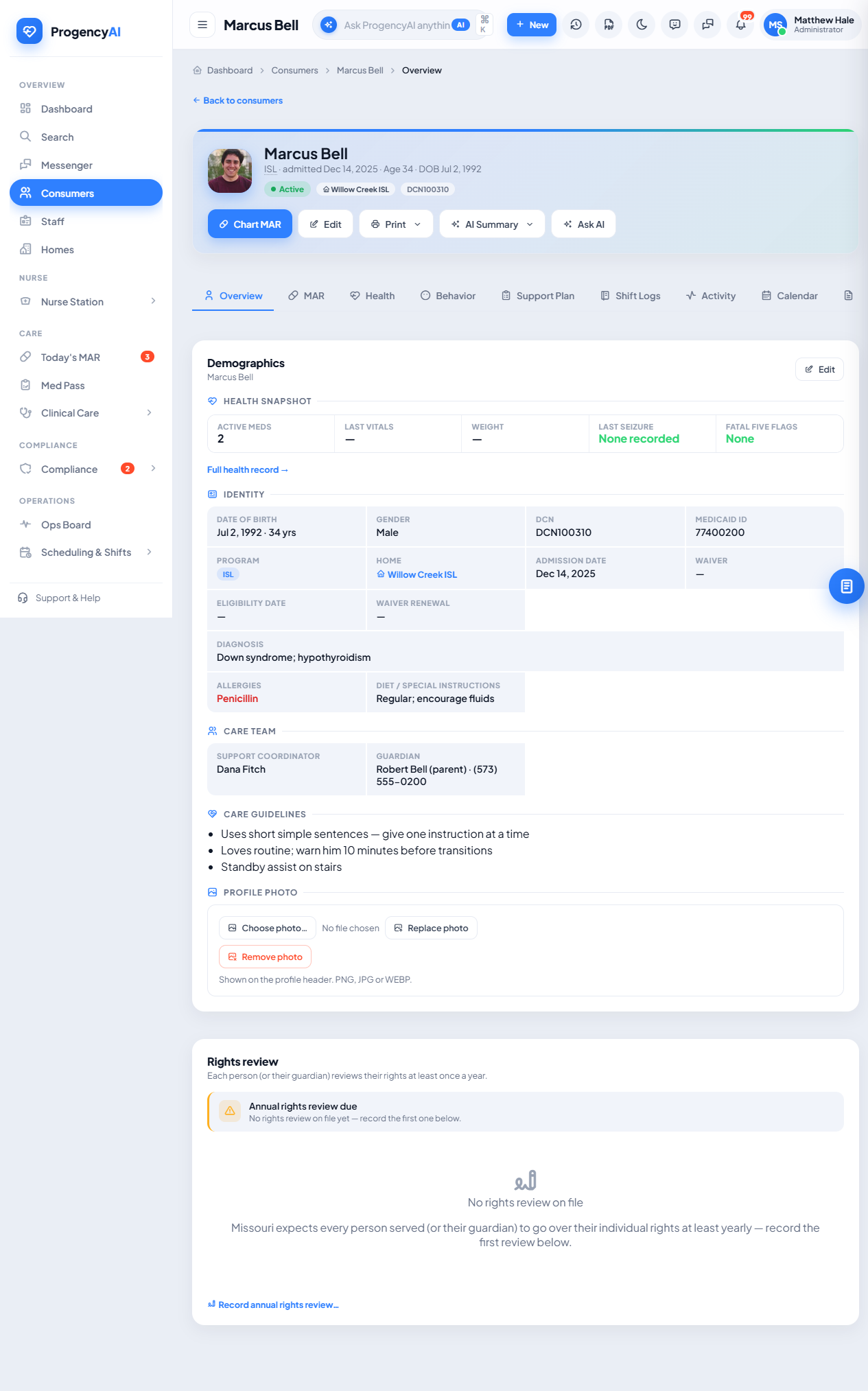 Consumer profile screenshot