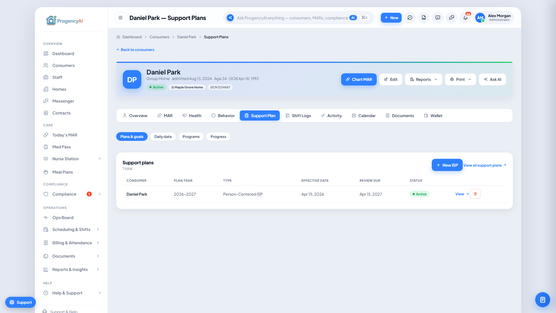 Support plans
