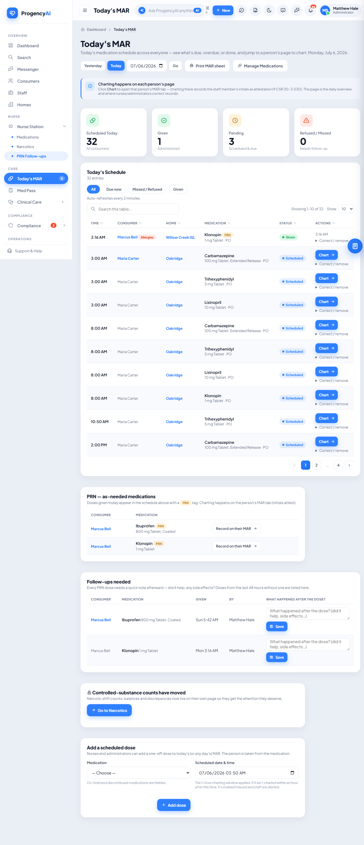 Charting a med pass takes one tap